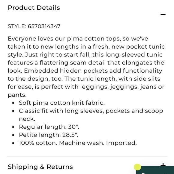 Chicos the ultimate tee seamed tunic top with pockets in olive size large - Picture 6 of 6